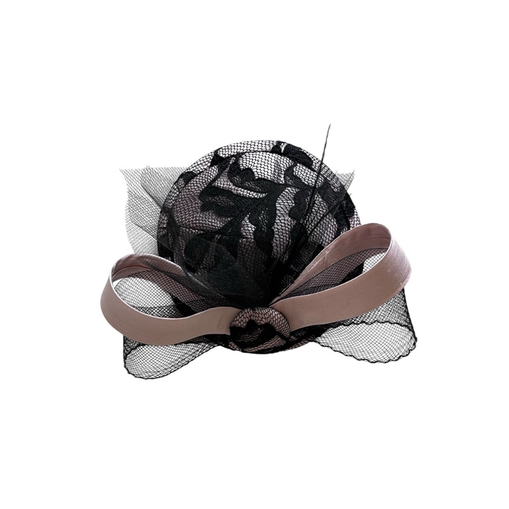 LADY SERONE BLACK AND BLUSH PINK COCKTAIL FASCINATOR
